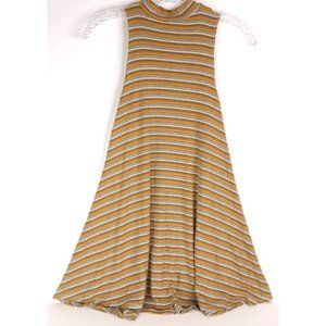 A'gaci mock neck swing mini dress S mustard stripe